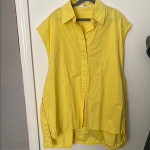 Nina Ricci Yellow Sleeveless Cotton Button-Up Top